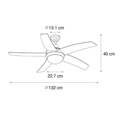 Smarter Deckenventilator weiß mit Holzprint 132cm inkl. LED Dimmbar mit Fernbedienung - Cool