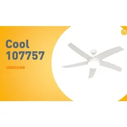 Smarter Deckenventilator weiß mit Holzprint 132cm inkl. LED Dimmbar mit Fernbedienung - Cool