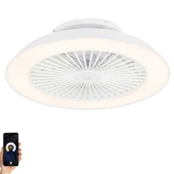 Smarter Deckenventilator Weiß 59,5cm inkl. LED Dimmbar mit Fernbedienung - Deniz
