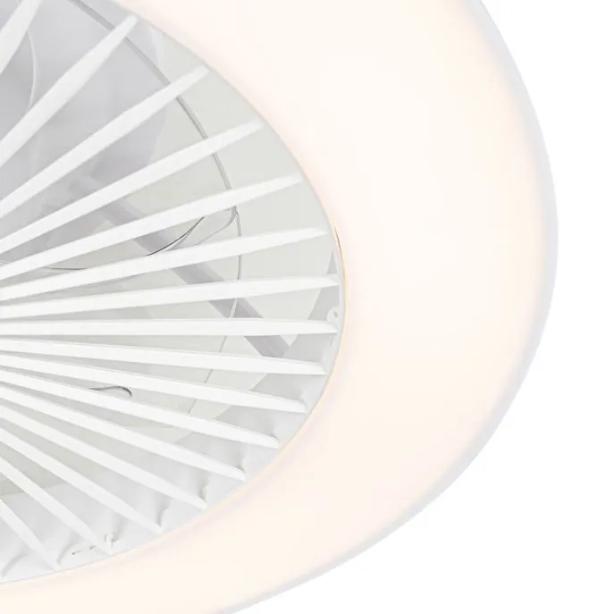 Smarter Deckenventilator Weiß 59,5cm inkl. LED Dimmbar mit Fernbedienung - Deniz