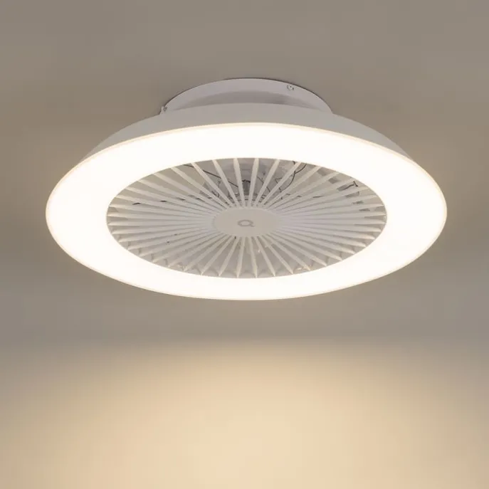 Smarter Deckenventilator Weiß 59,5cm inkl. LED Dimmbar mit Fernbedienung - Deniz
