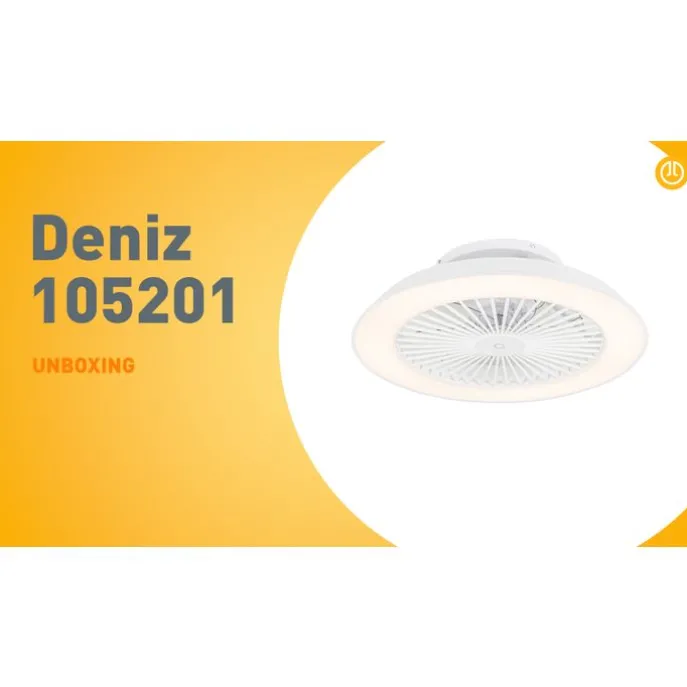 Smarter Deckenventilator Weiß 59,5cm inkl. LED Dimmbar mit Fernbedienung - Deniz