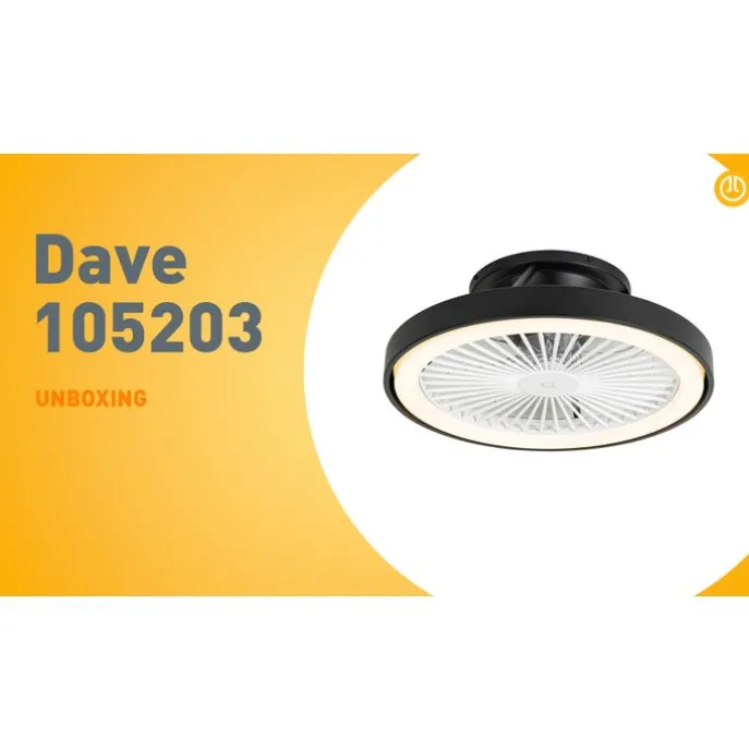 Smarter Deckenventilator schwarz 54cm inkl. LED Dimmbar mit Fernbedienung - Dave