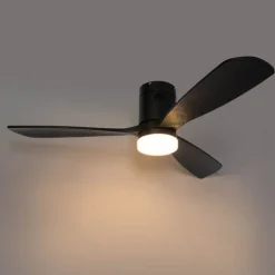 Smarter Deckenventilator schwarz 132cm inkl. LED Dimmbar mit Fernbedienung - Sofia