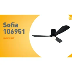 Smarter Deckenventilator schwarz 132cm inkl. LED Dimmbar mit Fernbedienung - Sofia