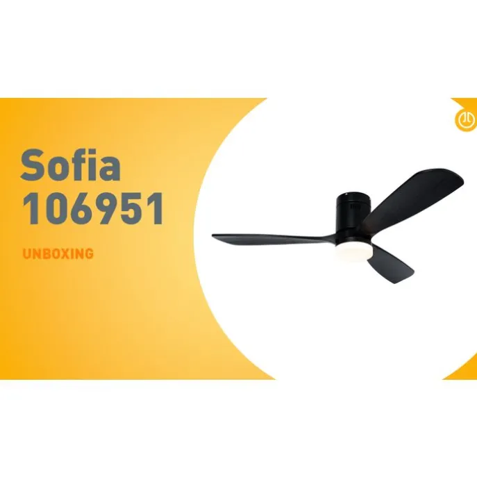 Smarter Deckenventilator schwarz 132cm inkl. LED Dimmbar mit Fernbedienung - Sofia