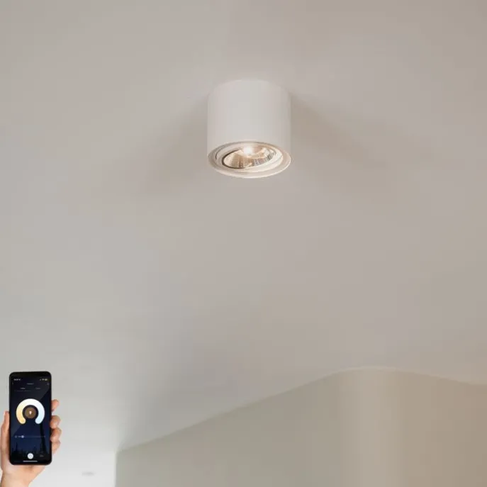 Smarter, dreh- und neigbarer Aufbaustrahler weiß inkl. Wifi GU10 111mm - Impact