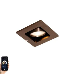 Smarter Einbaustrahler Dunkelbronze Dreh- und Kippbar inkl. Wifi GU10 50mm - Qure