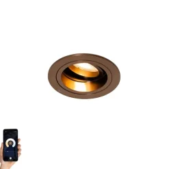 Smarter Einbaustrahler Dunkelbronze Rund Kipp- und Drehbar inkl. Wifi GU10 50mm - Chuck