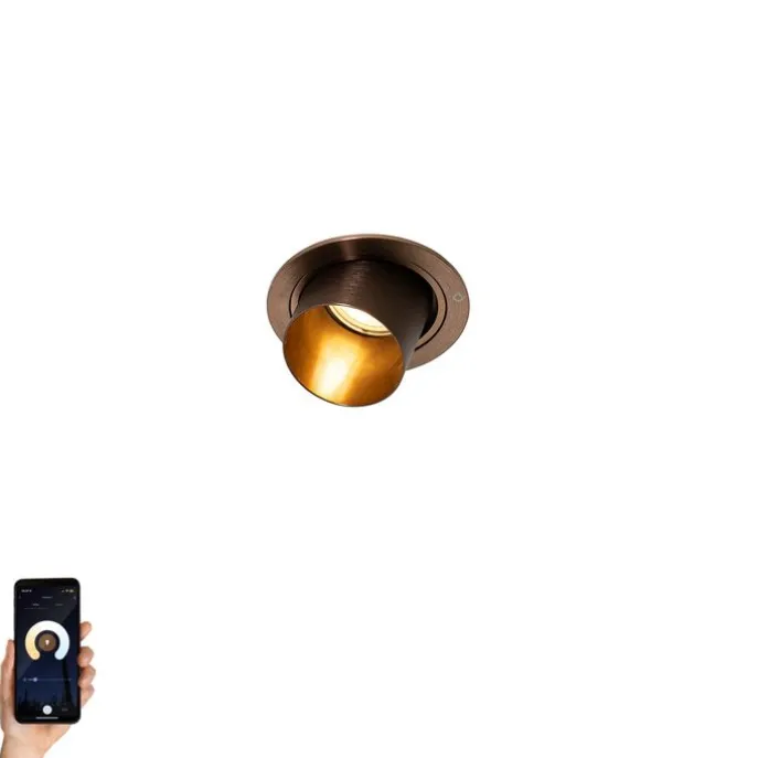 Smarter Einbaustrahler Dunkelbronze Rund Kippbar Inkl. Wifi GU10 50mm - Installa