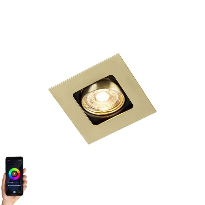 Smarter Einbaustrahler Messing eckig inkl. WiFi GU10 - Artemis