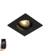 Smarter Einbaustrahler schwarz quadratisch inkl. Wifi GU10 - Chuck
