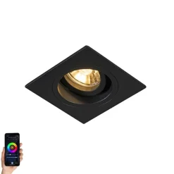 Smarter Einbaustrahler schwarz quadratisch inkl. Wifi GU10 - Chuck