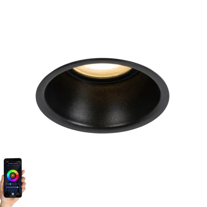 Smarter Einbaustrahler schwarz IP44 inkl. Wifi GU10 50mm - Dept