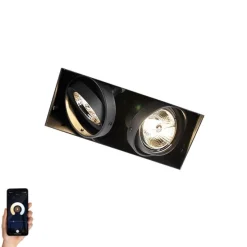 Smarter Einbaustrahler schwarz rahmenlos 2-flammig inkl. 2 Wifi GU10 70mm - Oneon