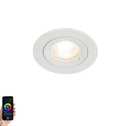 Smarter Einbaustrahler Weiß Rund IP44 inkl. Wifi GU10 50mm - Xena