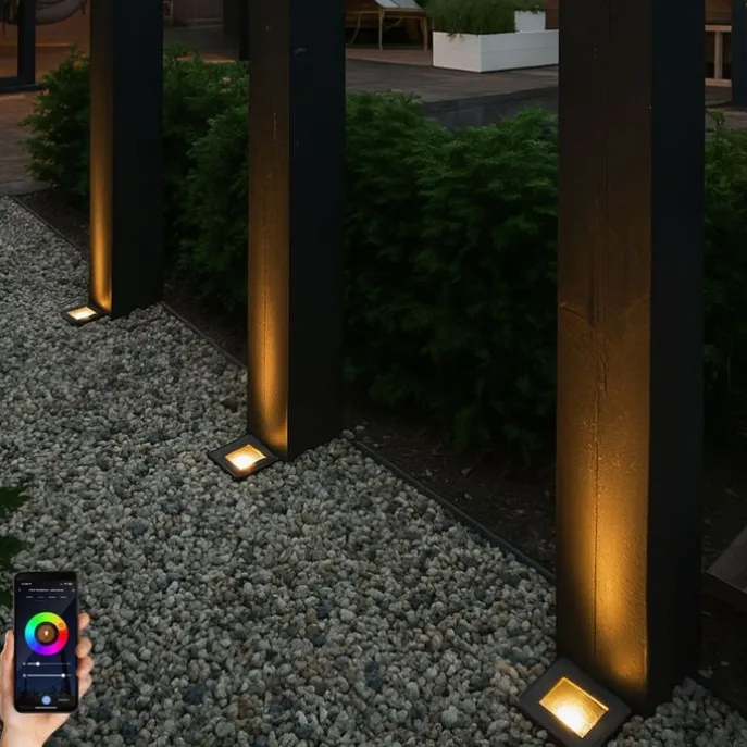 Smarter Erdspießstrahler schwarz verstellbar IP65 inkl. Wifi GU10 50mm - Oneon