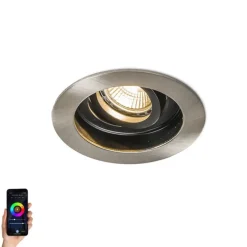 Smarter moderner Einbaustrahler Stahl mit schwarz inkl. Wifi GU10 - Rondoo