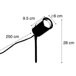 Smarter moderner Spike-Spot schwarz IP44 inkl. WiFi GU10 - Solo