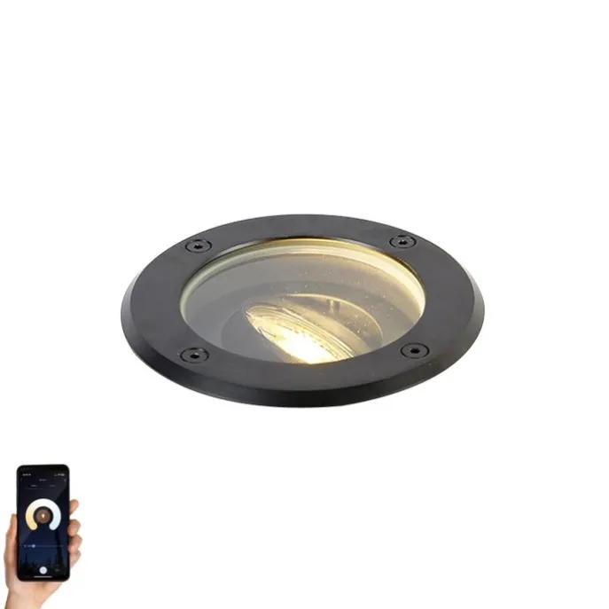 Smarter Outdoor Bodenstrahler schwarz verstellbar inkl. Wifi GU10 - Delux