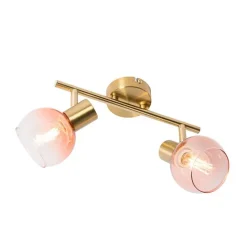 Smarter Spotstrahler gold mit rosa Glas inkl. 2 Wifi P45 - Vidro