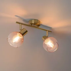 Smarter Spotstrahler gold mit rosa Glas inkl. 2 Wifi P45 - Vidro