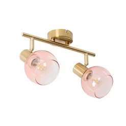 Smarter Spotstrahler gold mit rosa Glas inkl. 2 Wifi P45 - Vidro