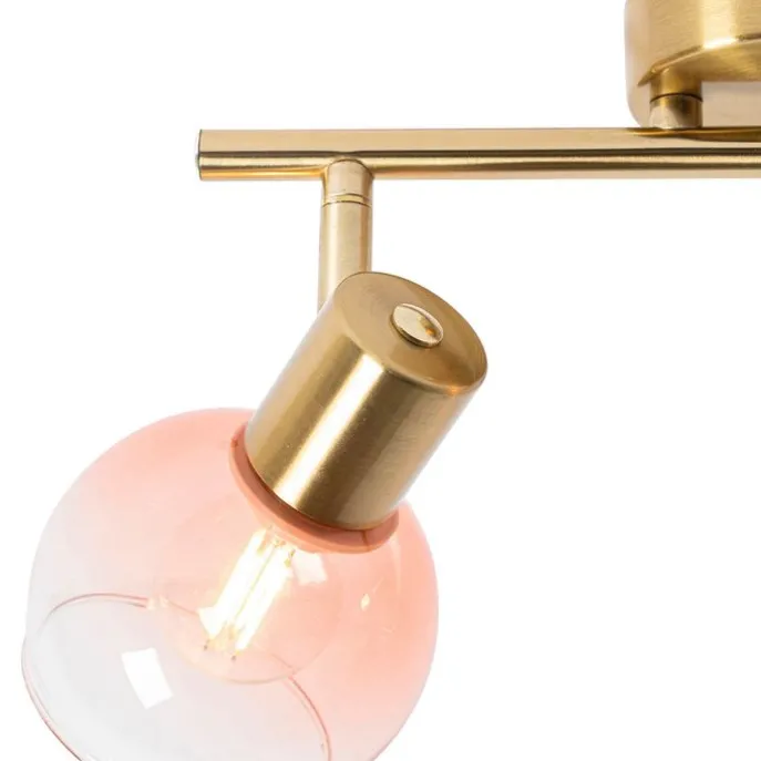 Smarter Spotstrahler gold mit rosa Glas inkl. 2 Wifi P45 - Vidro