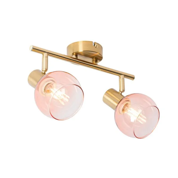 Smarter Spotstrahler gold mit rosa Glas inkl. 2 Wifi P45 - Vidro