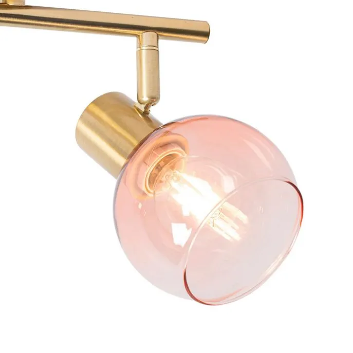 Smarter Spotstrahler gold mit rosa Glas inkl. 2 Wifi P45 - Vidro