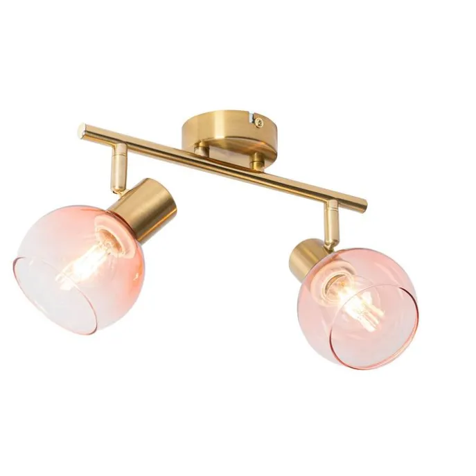 Smarter Spotstrahler gold mit rosa Glas inkl. 2 Wifi P45 - Vidro