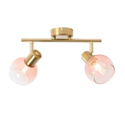 Smarter Spotstrahler gold mit rosa Glas inkl. 2 Wifi P45 - Vidro