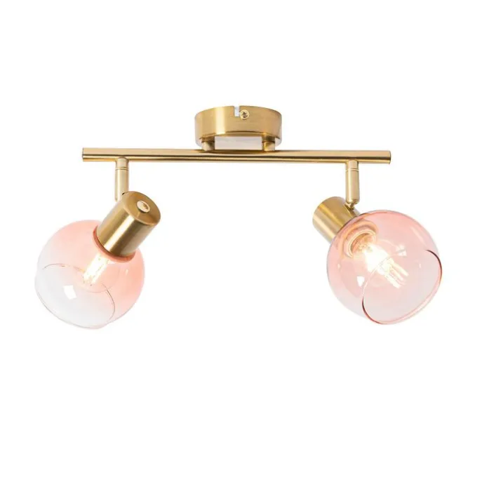 Smarter Spotstrahler gold mit rosa Glas inkl. 2 Wifi P45 - Vidro