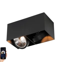 Smarter Strahler schwarz rechteckig 2-Lichter inkl. 2 Wifi GU10 111mm - Box