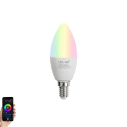 Smartes E14 LED-Leuchtmittel C37 Opal RGBW 4,9W 470lm 2700-6500K