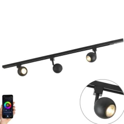 Smartes modernes Schienensystem schwarz 1-phasig inkl. 3 Wifi GU10 - Iconic Gissi
