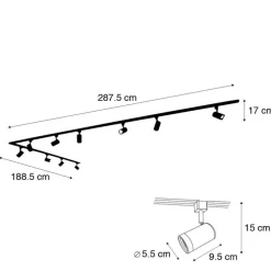 Smartes 1-phasiges Schienensystem mit 10 Strahlern weiß inkl. WLAN GU10 - Iconic Jeana