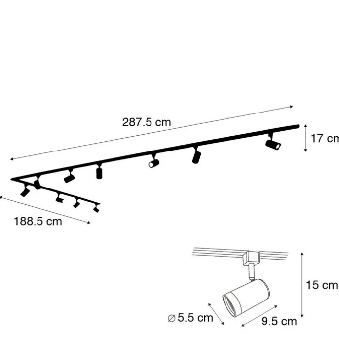 Smartes 1-phasiges Schienensystem mit 10 Strahlern weiß inkl. WLAN GU10 - Iconic Jeana