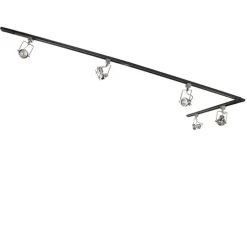Smartes 1-phasiges Schienensystem schwarz mit Stahl inkl. 5 WiFi GU10 - Iconic Suplux