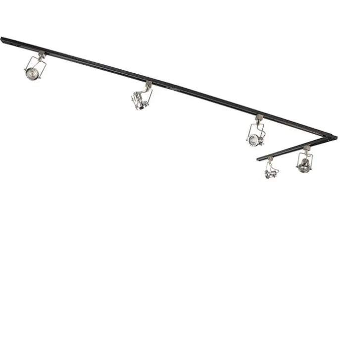 Smartes 1-phasiges Schienensystem schwarz mit Stahl inkl. 5 WiFi GU10 - Iconic Suplux