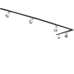 Smartes 1-phasiges Schienensystem schwarz mit Stahl inkl. 5 WiFi GU10 - Iconic Suplux