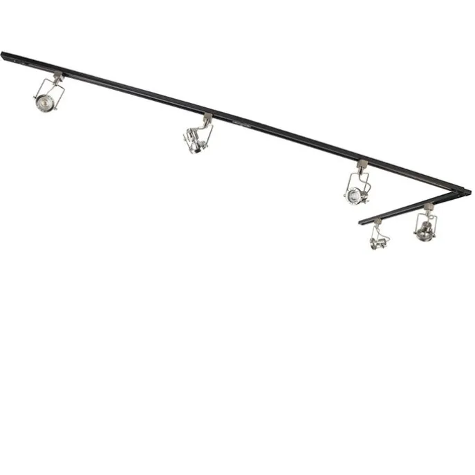 Smartes 1-phasiges Schienensystem schwarz mit Stahl inkl. 5 WiFi GU10 - Iconic Suplux