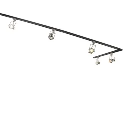 Smartes 1-phasiges Schienensystem schwarz mit Stahl inkl. 5 WiFi GU10 - Iconic Suplux