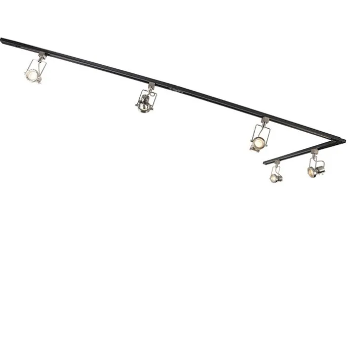 Smartes 1-phasiges Schienensystem schwarz mit Stahl inkl. 5 WiFi GU10 - Iconic Suplux