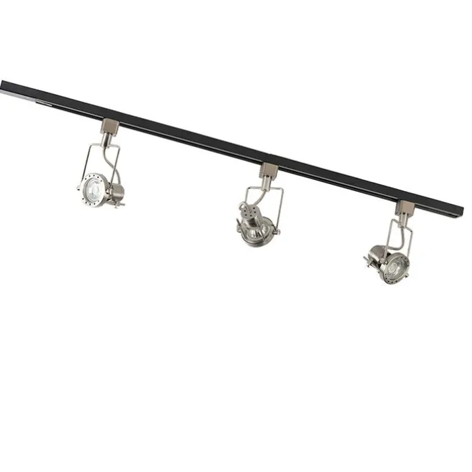 Smartes 1-phasiges Schienensystem schwarz mit Stahl inkl. 3 WiFi GU10 - Iconic Suplux