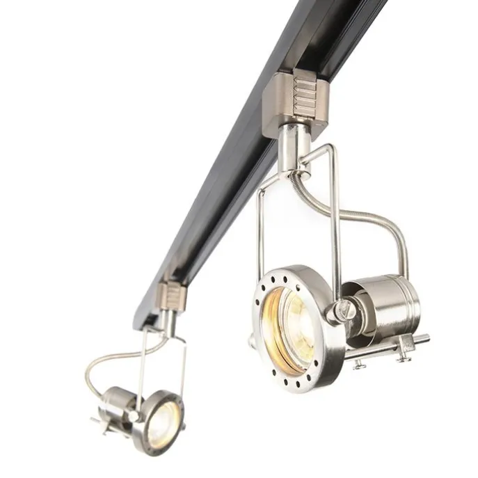 Smartes 1-phasiges Schienensystem schwarz mit Stahl inkl. 3 WiFi GU10 - Iconic Suplux