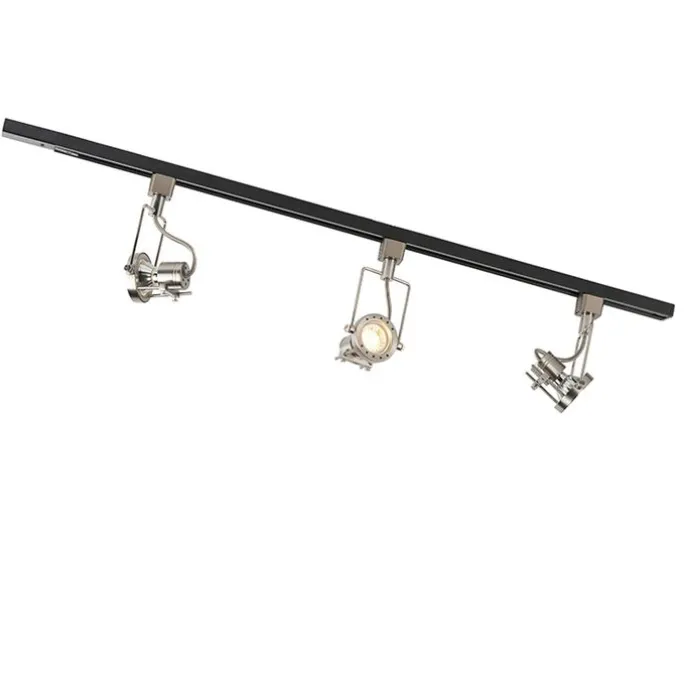 Smartes 1-phasiges Schienensystem schwarz mit Stahl inkl. 3 WiFi GU10 - Iconic Suplux