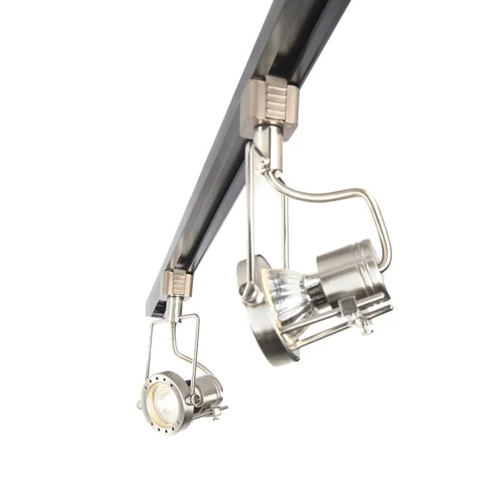 Smartes 1-phasiges Schienensystem schwarz mit Stahl inkl. 3 WiFi GU10 - Iconic Suplux