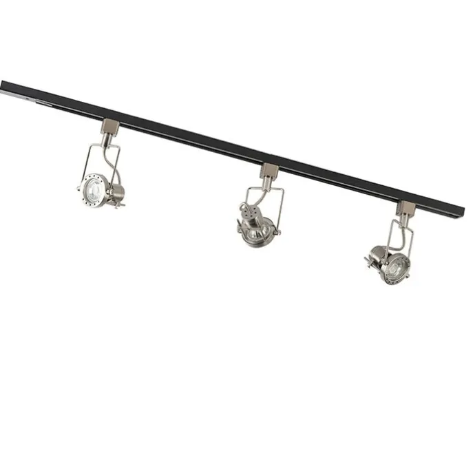 Smartes 1-phasiges Schienensystem schwarz mit Stahl inkl. 3 WiFi GU10 - Iconic Suplux