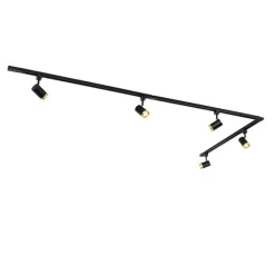 Smartes Schienensystem mit 5 Strahlern Schwarz Gold 1-phasig inkl. 5 Wifi GU10 50mm - Iconic Jeana